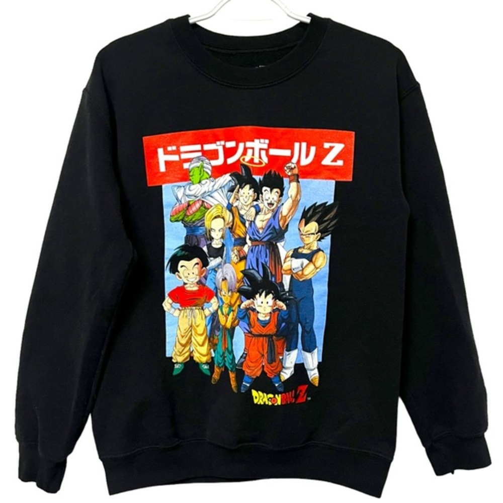 DRAGON BALL Z SWEATSHIRT MAIN CHARACTERS POSSE GRAPHIC SWEATER CREWNECK BLACK SM